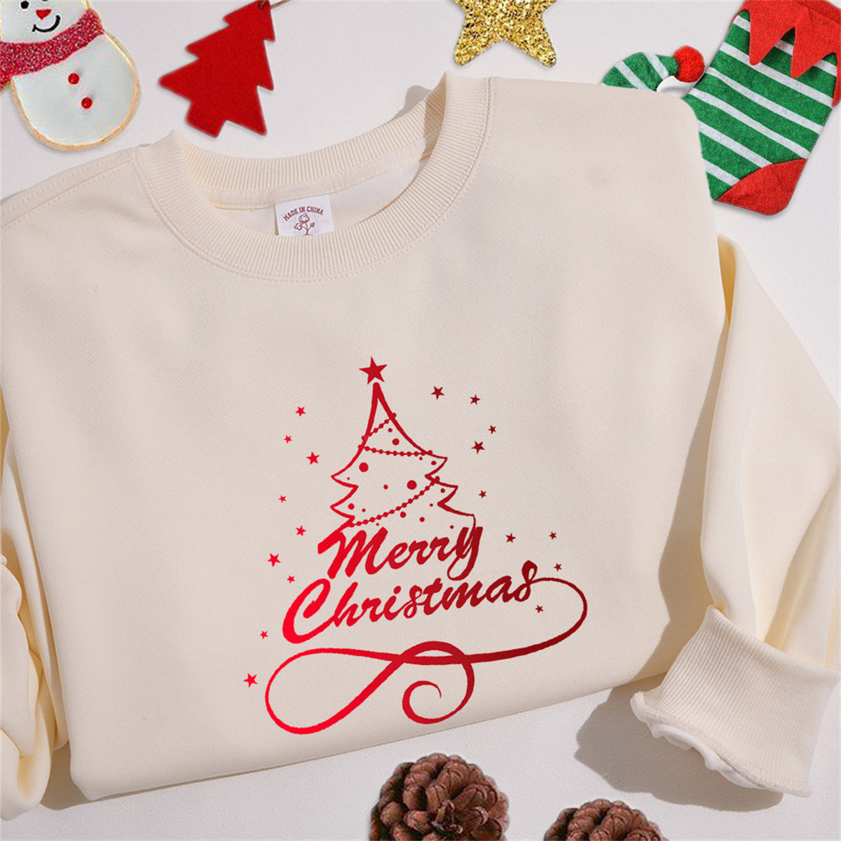 Embroidered Christmas Sweatshirt | Autumn Collection | Cozy & Festive Design | Perfect for Winter Celebrations | Stylish & Comfortable | Ideal Gift for Friends & Family