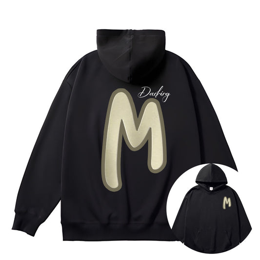 Embroidered "M" Letter Hoodie - Trendy Fall Sweatshirt in 6 Colors for Modern Fashion Enthusiasts