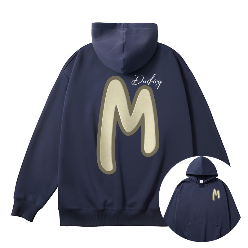 Embroidered "M" Letter Hoodie - Trendy Fall Sweatshirt in 6 Colors for Modern Fashion Enthusiasts