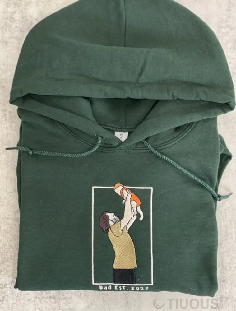 Custom Dad Embroidered Sweatshirt With Kids Name Sleeve