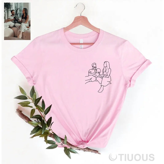 Custom Embroidered Line Drawing T-Shirt