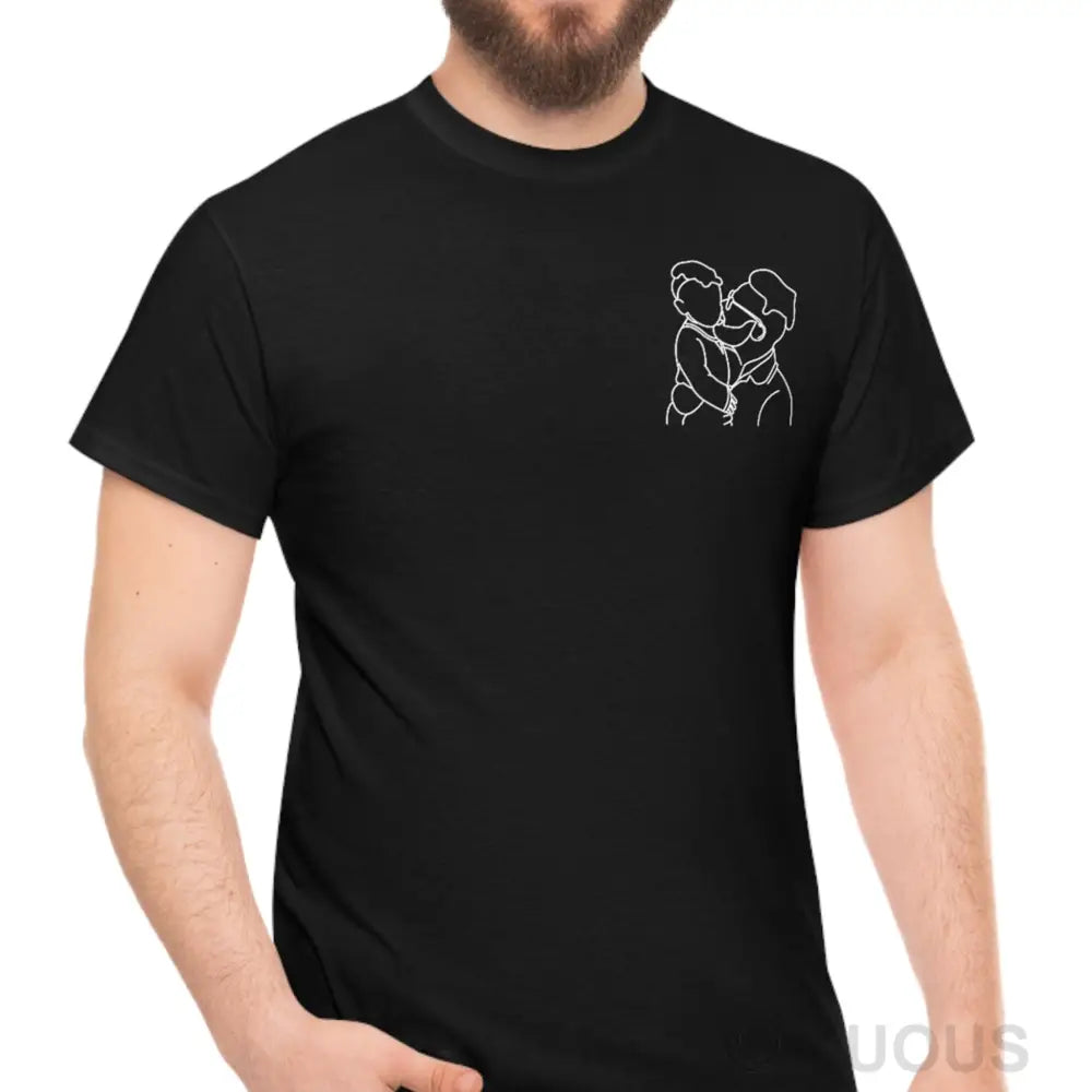 Custom Embroidered Line Drawing T-Shirt