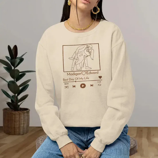 Custom Embroidered Portrait Sweatshirt With Song