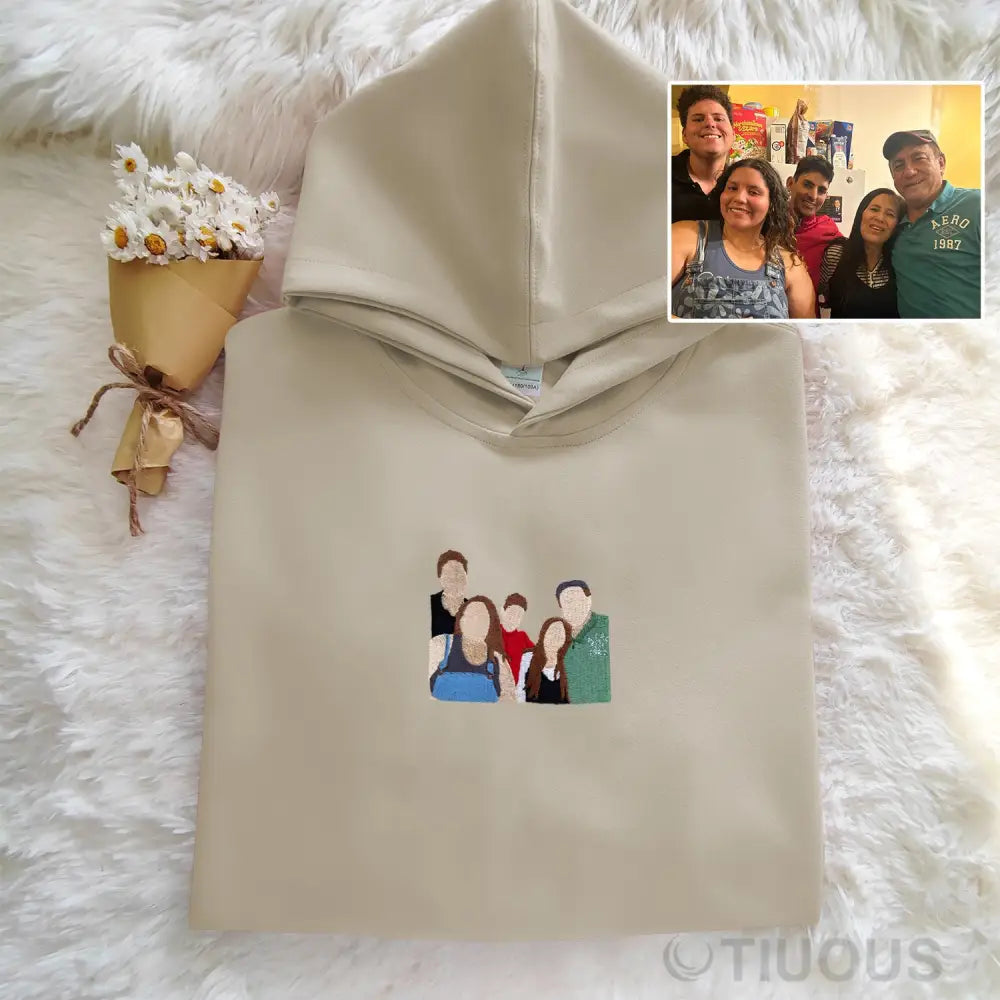 Custom Family Photo Embroidered Hoodie Gift