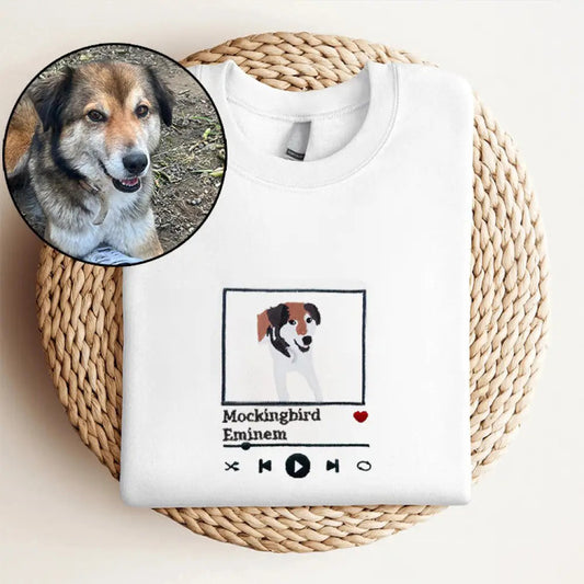 Custom pet dog embroidered music player sweatshirt hoodie