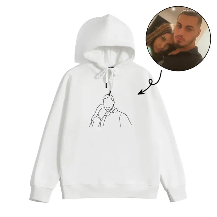 Custom Photo Sketch Embroidered Sweatshirt, Couple Gifts