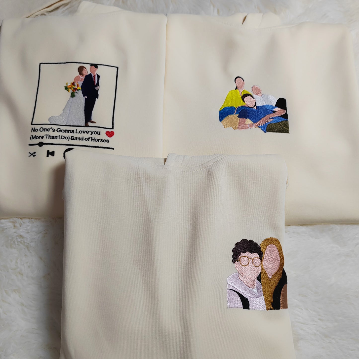 Custom wedding anniversary photo embroidered sweatshirt, sweatshirt for couples