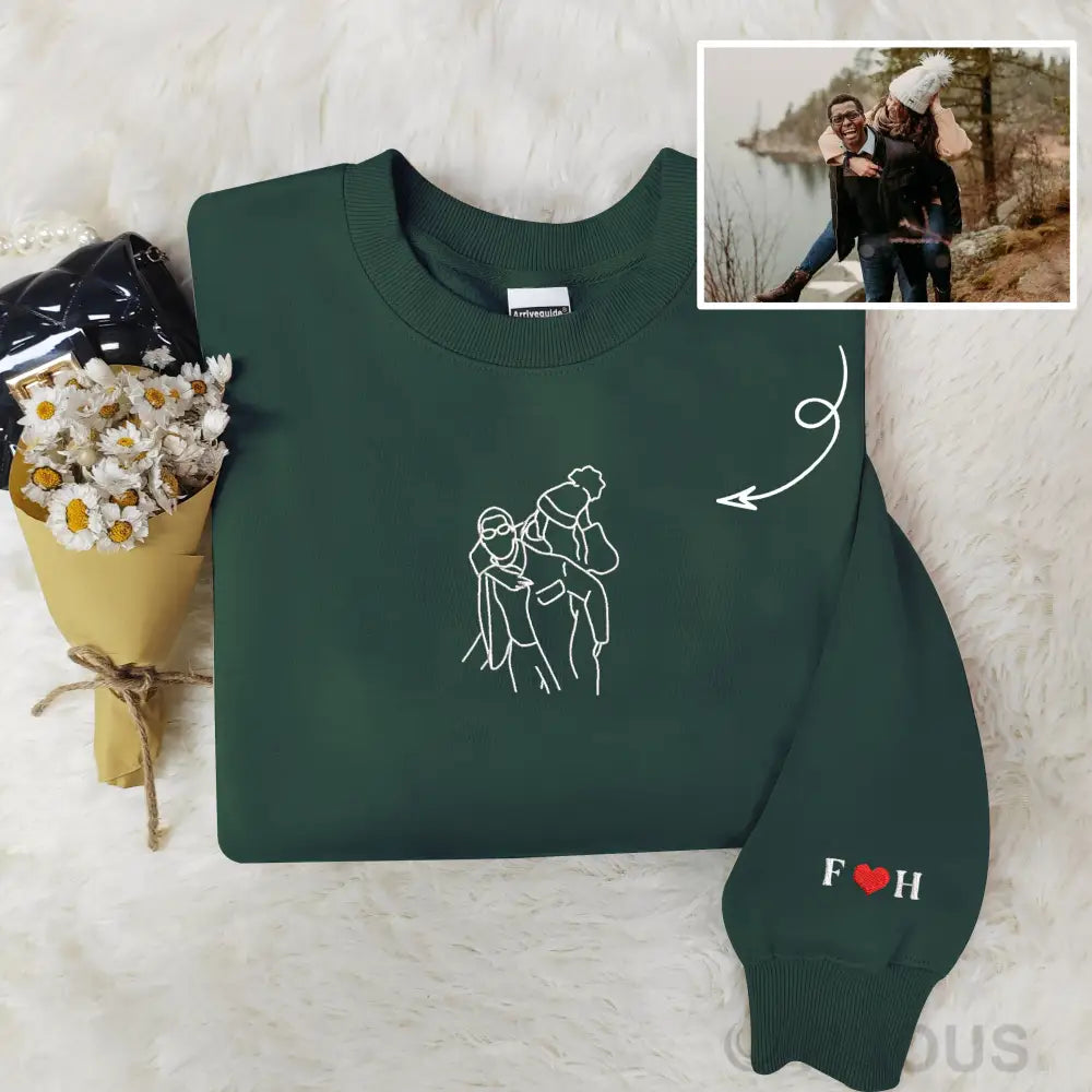Customized Couple Photo Embroidered Sweatshirt
