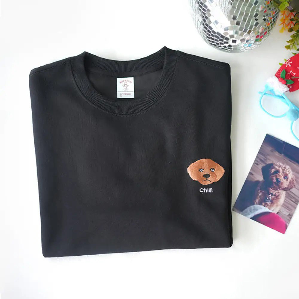 Customized embroidered sweatshirt with dog photo, gift to a good friend