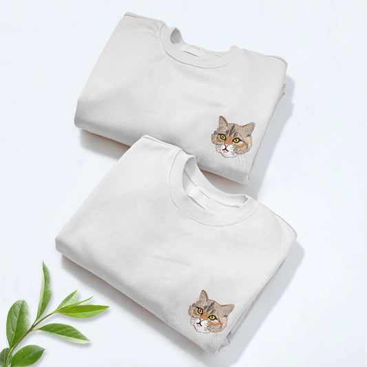 Customized pet cat embroidered sweatshirt
