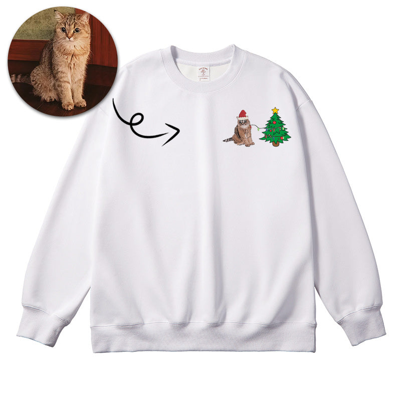 Embroidery of pets, Christmas tree embroidered sweatshirt, upload photos to match various Christmas trees, Christmas gifts.