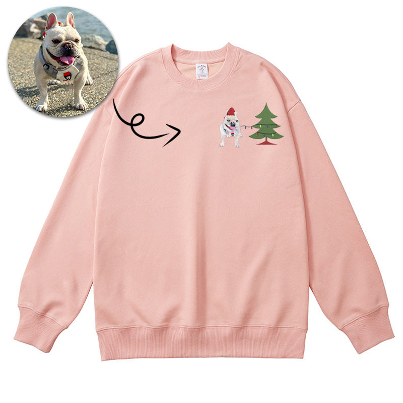 Embroidery of pets, Christmas tree embroidered sweatshirt, upload photos to match various Christmas trees, Christmas gifts.