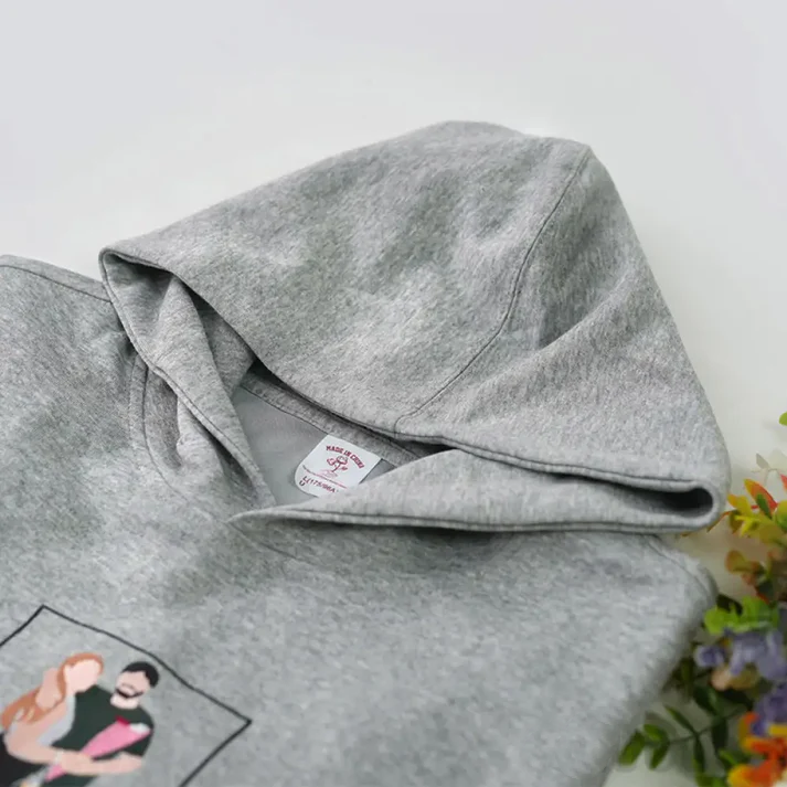 Gray couples custom embroidered hoodie