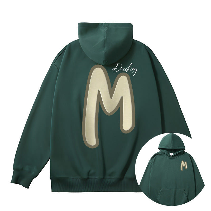 Embroidered "M" Letter Hoodie - Trendy Fall Sweatshirt in 6 Colors for Modern Fashion Enthusiasts