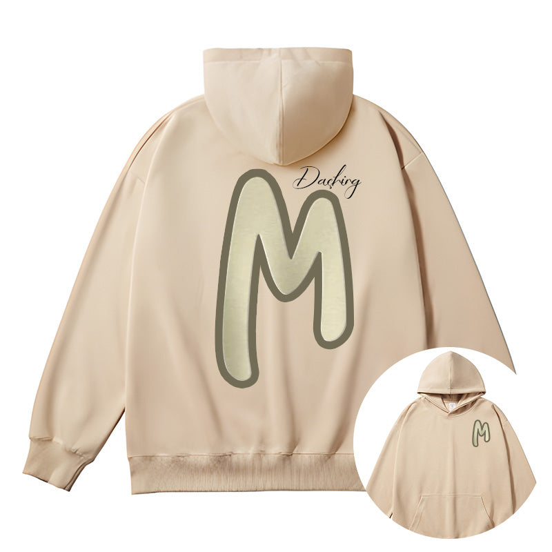 Embroidered "M" Letter Hoodie - Trendy Fall Sweatshirt in 6 Colors for Modern Fashion Enthusiasts