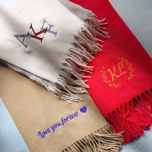 Personalized Stitched Elegance: Custom Embroidered Scarves