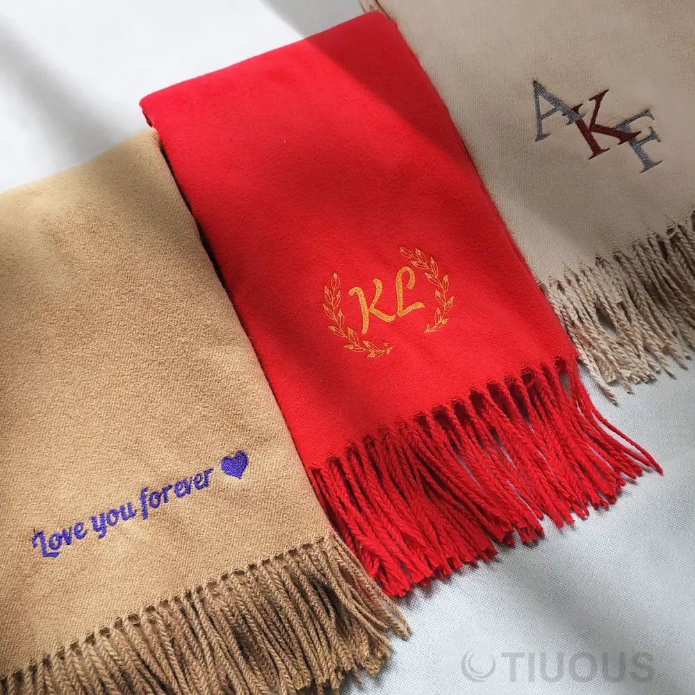 Personalized Stitched Elegance: Custom Embroidered Scarves