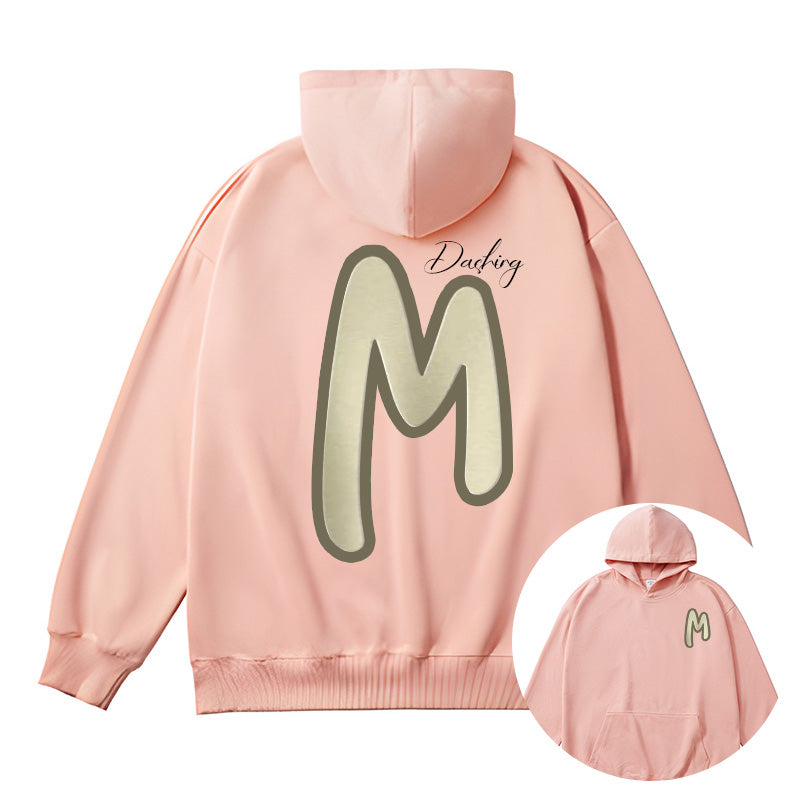 Embroidered "M" Letter Hoodie - Trendy Fall Sweatshirt in 6 Colors for Modern Fashion Enthusiasts