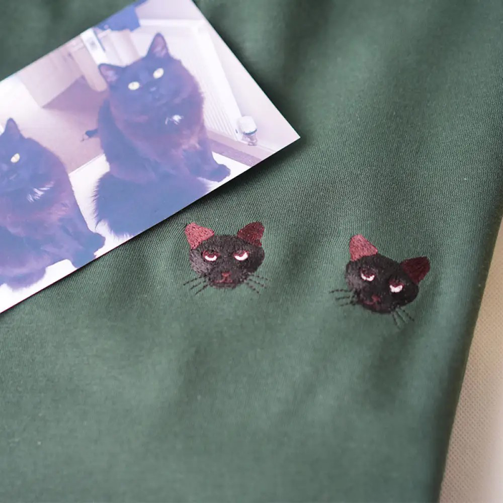 Two embroidered kittens, online custom pet embroidered sweatshirt