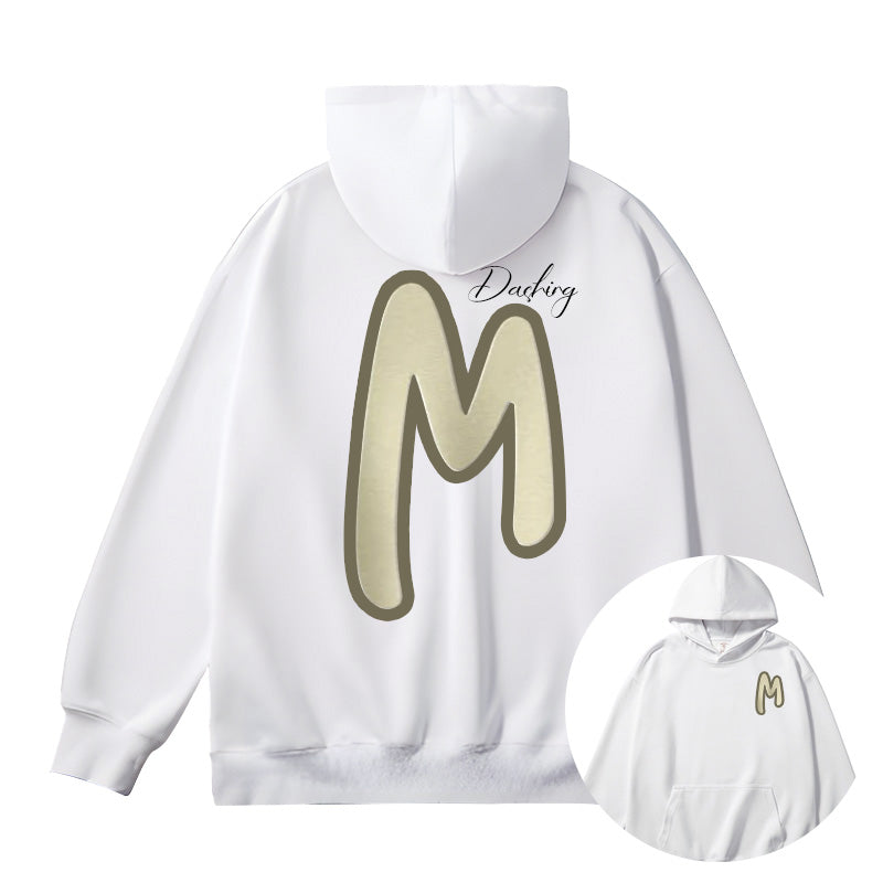 Embroidered "M" Letter Hoodie - Trendy Fall Sweatshirt in 6 Colors for Modern Fashion Enthusiasts