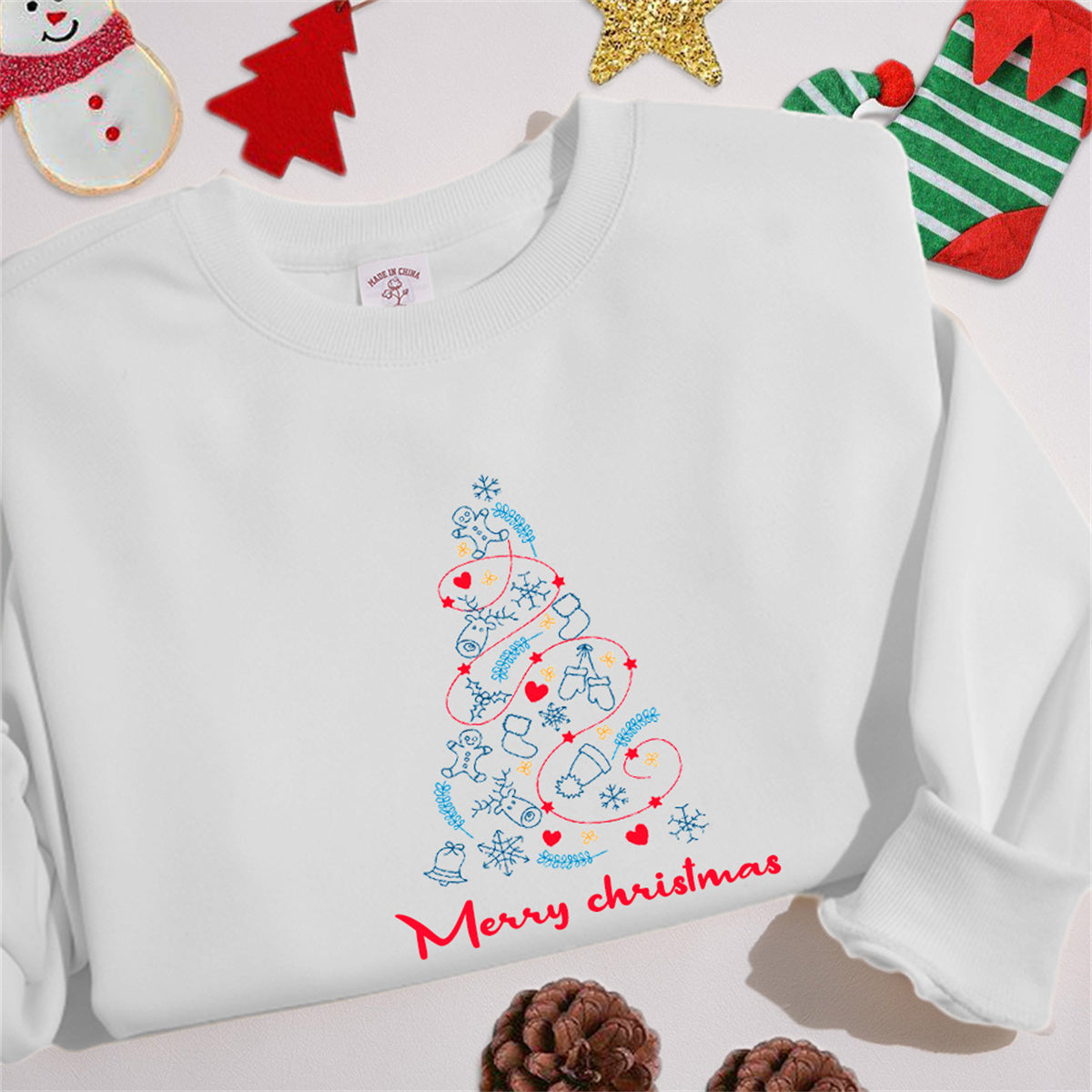 Embroidered Christmas Sweatshirt | Autumn Collection | Cozy & Festive Design | Perfect for Winter Celebrations | Stylish & Comfortable | Ideal Gift for Friends & Family